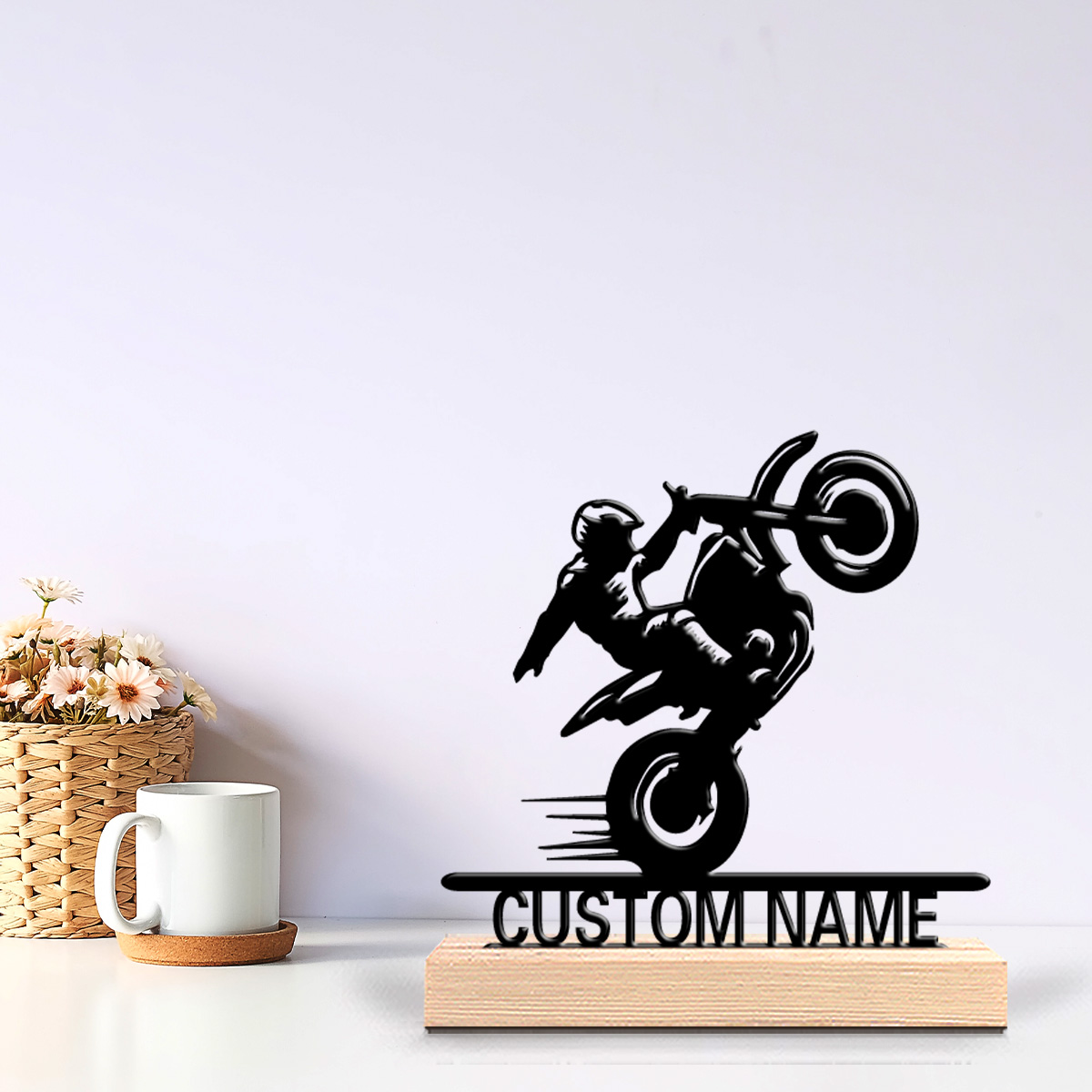 Art Craft Kids - 1個入り シンプルなバイクの子供用カスタムテキストメタルスタチューアートクラフト 木製ベース付きメタル彫刻 男の子へのギフトに