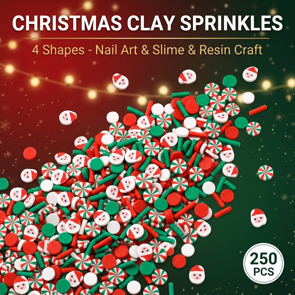 Art Craft Event - 250個入り クリスマス ポリマークレイ スプリンクル サンタ ペパーミント