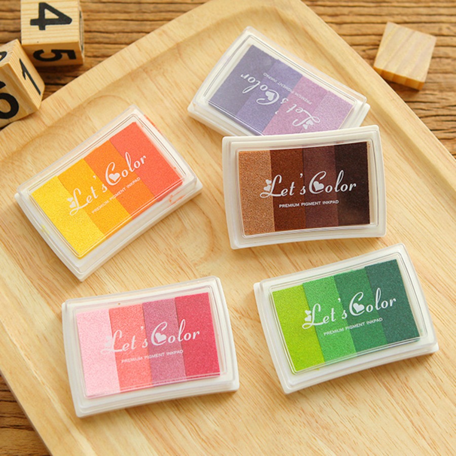 Stamping Ink Pad - グラデーションカラークラフトインクパッド かわいいマルチカラースタンプインク 4色インクパッド 子供用スタンプ DIY、紙、スクラップブッキング用