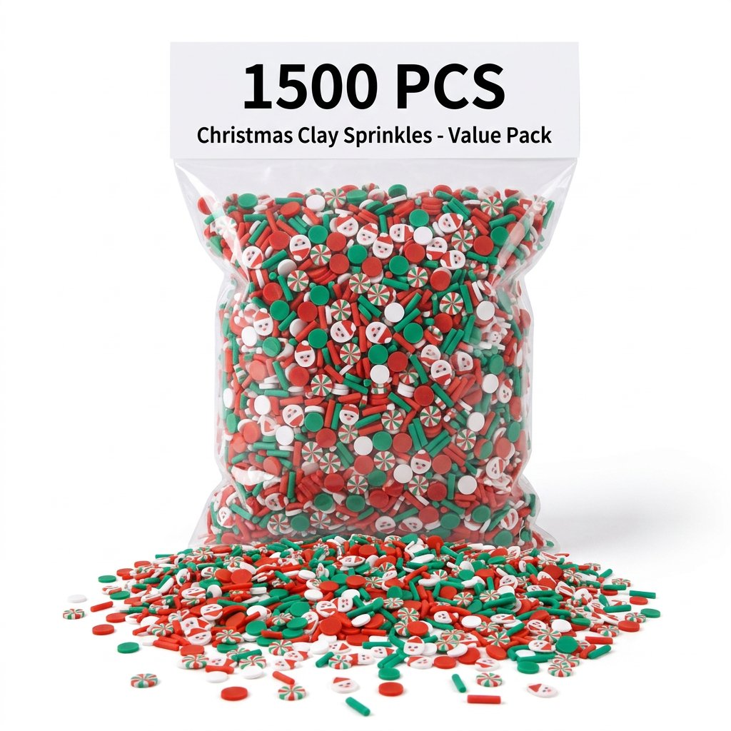 Art Craft Event - 1500個入り クリスマス クレイスプリンクル サンタキャンディスライス ネイルアートデコレーション スライムチャーム