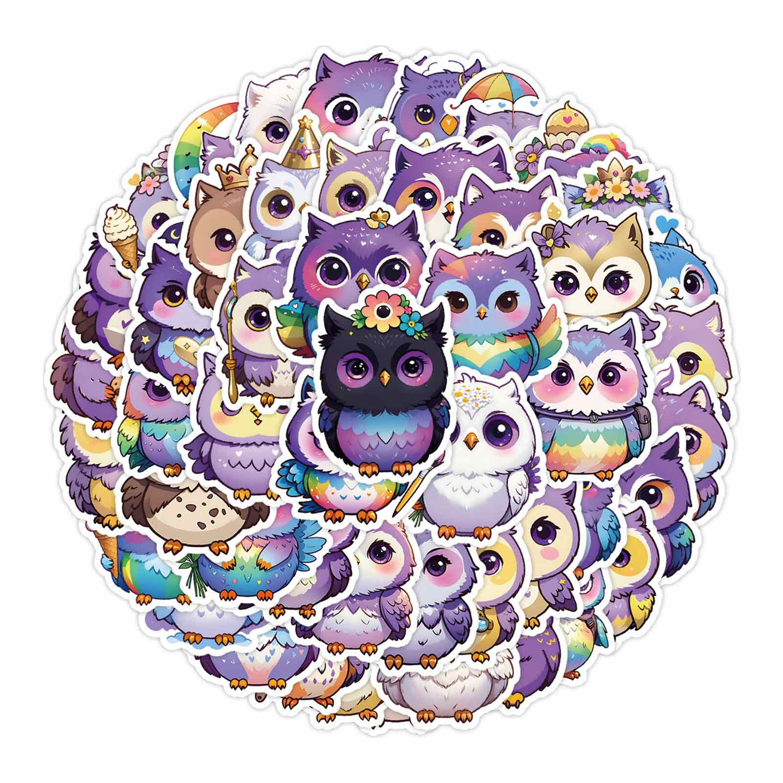 Art Craft 3 Year Old - フクロウのデカール50枚セット かわいい防水カートゥーンステッカー 子供用ノートブック、水筒、DIYスクラップブッキング、クラフト用品、アート用