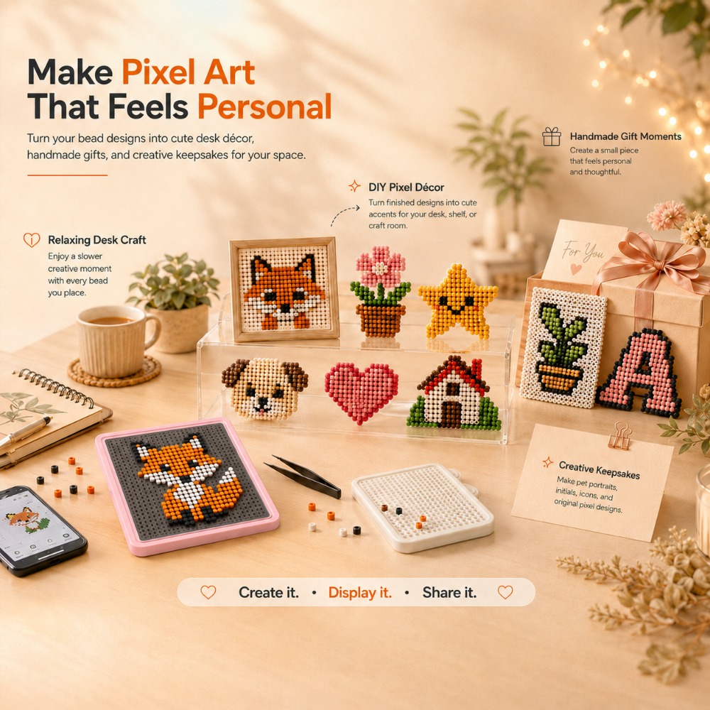 Art Craft Board - LEDスマートヒューズビーズペグボード、アプリでガイド付きパターンライトボード、アート＆クラフト用、DIYピクセルおもちゃ誕生日ギフトセット