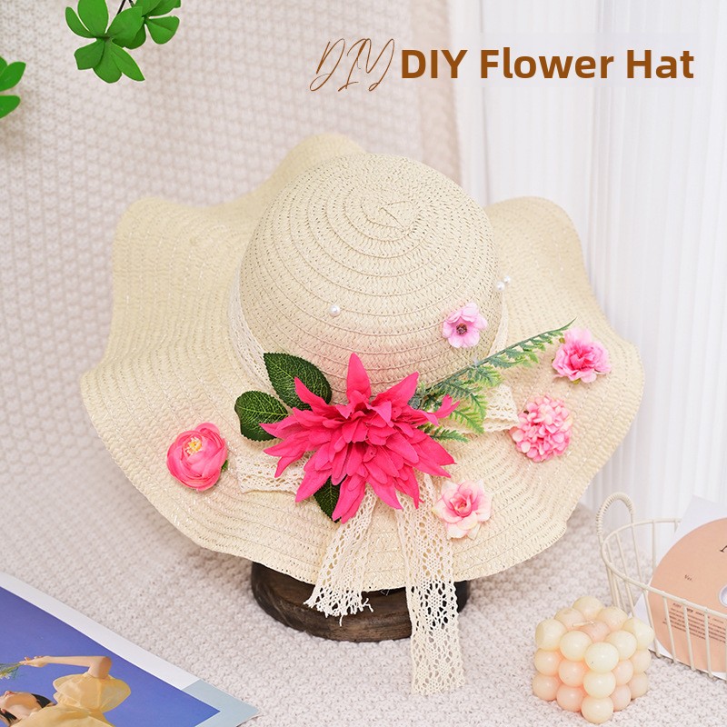 手作り花柄帽子DIY素材キット ドライフラワー ウェーブグラ - Art Craft Event のレビューと価格