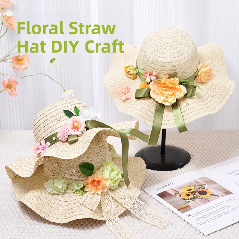 手作り花柄帽子DIY素材キット ドライフラワー ウェーブグラ - Art Craft Event のレビューと価格