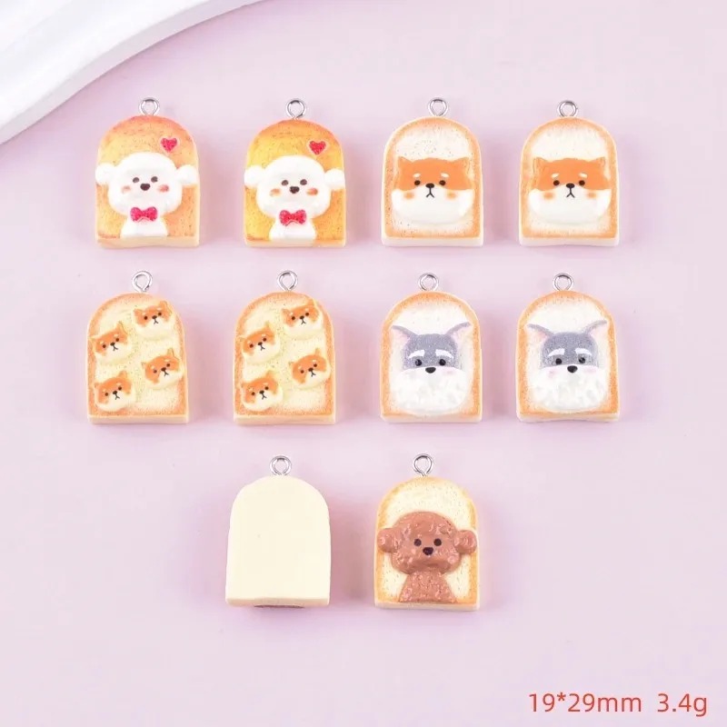 10 個かわいいトースト犬樹脂ペンダント漫画動物チャーム D - Art Craft Decoration のレビューと価格