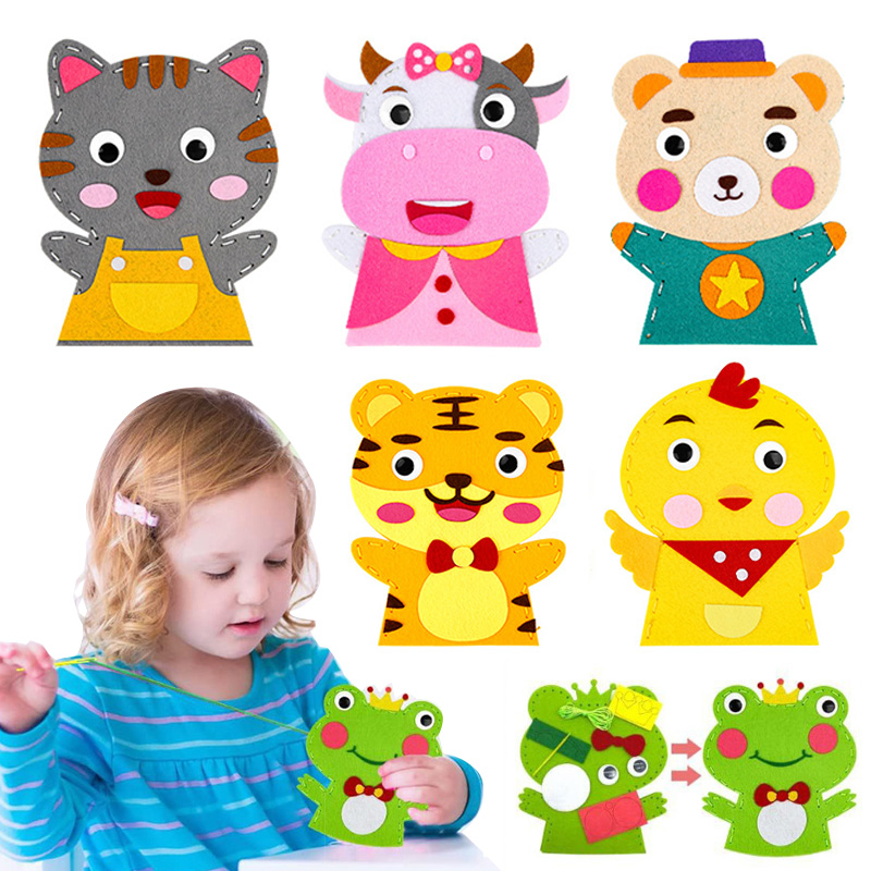 かわいい漫画動物ハンドパペット子供 DIY アートクラフトお - Art Craft 3 Year Old のレビューと価格