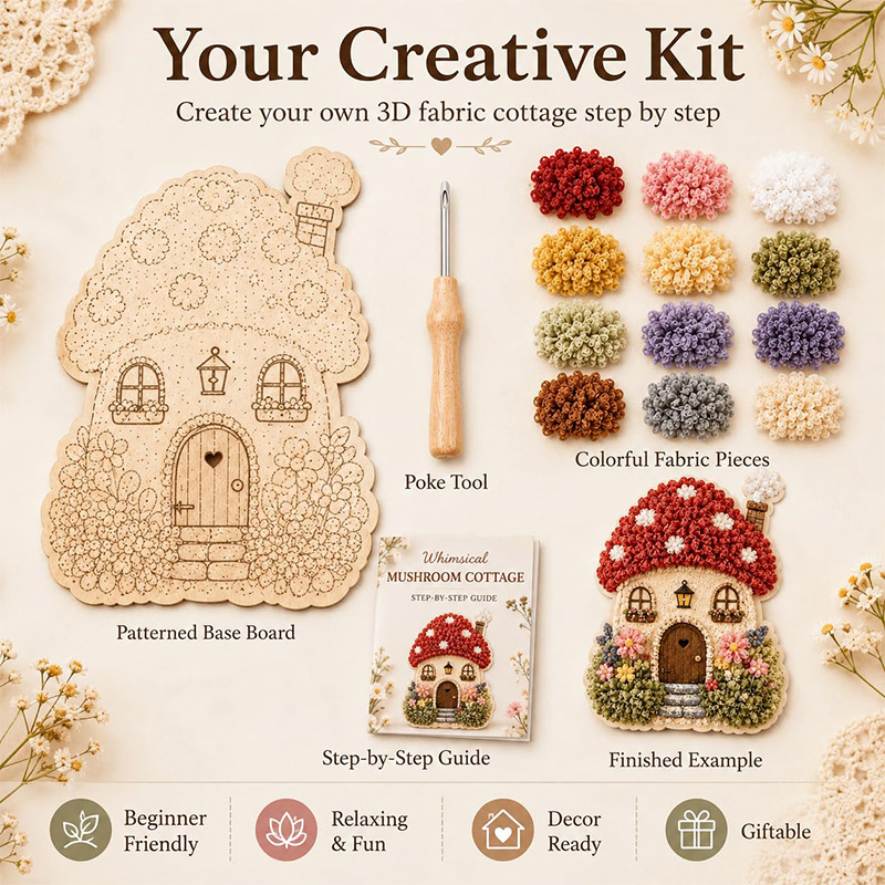 3Dマッシュルームハウス ポケアート DIYキット 布製パン - Art Craft Decoration のレビューと価格