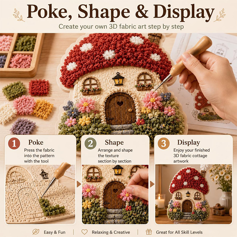3Dマッシュルームハウス ポケアート DIYキット 布製パン - Art Craft Decoration のレビューと価格