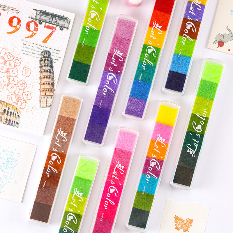 かわいいミックスカラーインクパッド学校絵画用スクラップブッキ - Stamping Ink Pad のレビューと価格