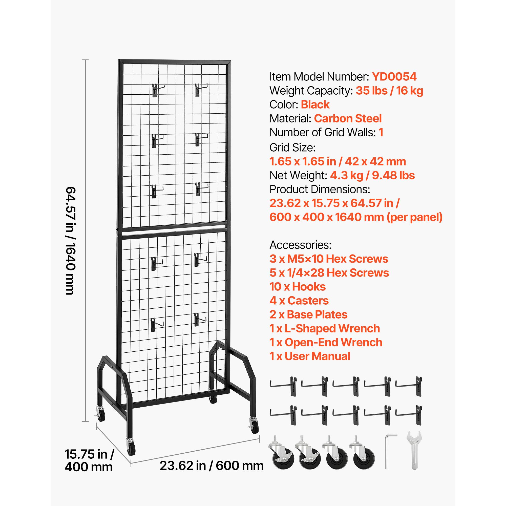 グリッドウォールパネル、1.9 x 5.4フィートのワイヤー - Art Craft Board のレビューと価格