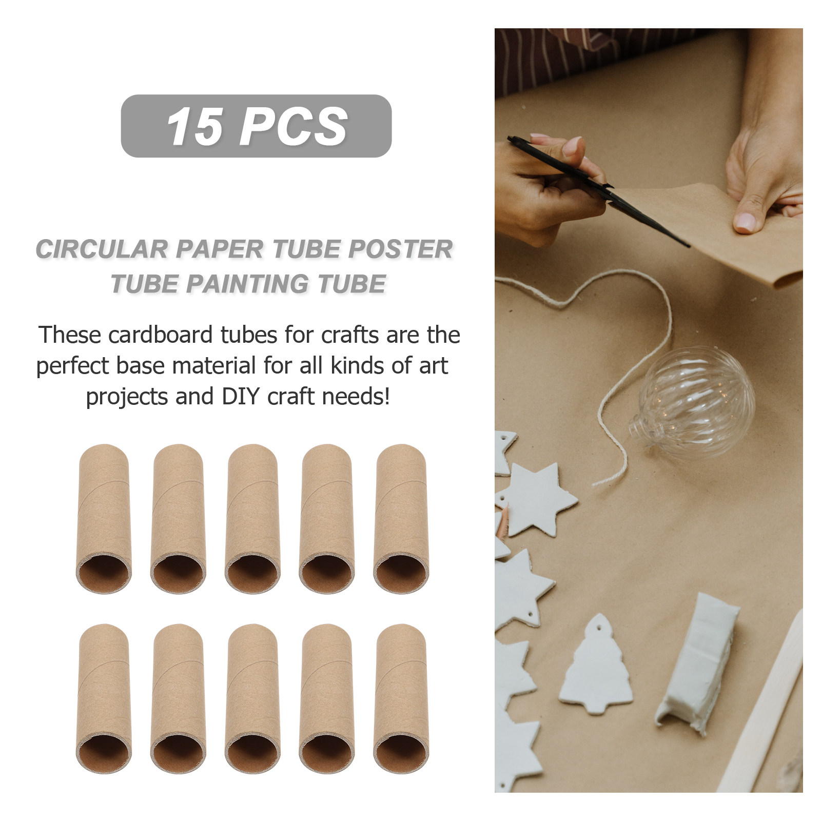 15個入り、クラフト紙製の筒状ロール。DIYクラフト、アート - Art Craft Kids のレビューと価格