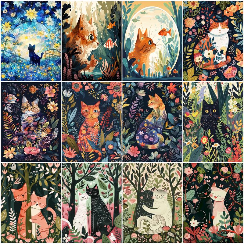 1ピース フレームレス シンプルな数字で描く絵画、動物の猫、 - Art Craft Simple のレビューと価格