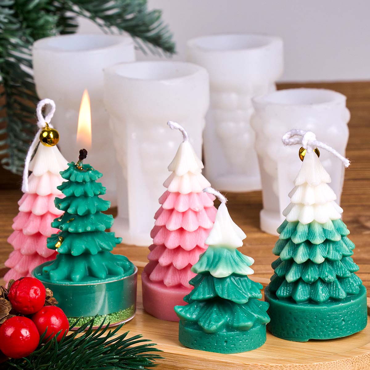 3D クリスマスツリーシリコーンキャンドルモールド DIY  - Art Craft Show のレビューと価格